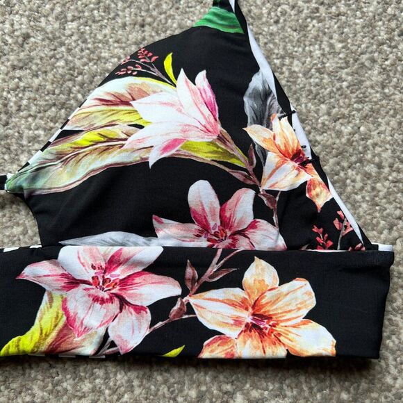 NWT HURLEY SWIM juniors sz M Reversible Floral cutout Strip Mixed Print - Picture 5 of 10
